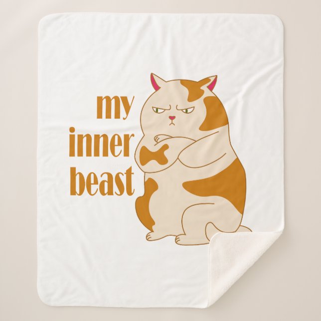 My inner beast lazy fat cat motivational quote sherpa blanket (Front)