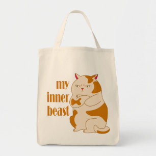 My inner beast lazy fat cat motivational quote tote bag