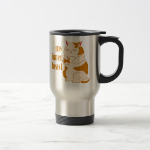 My inner beast lazy fat cat motivational quote travel mug