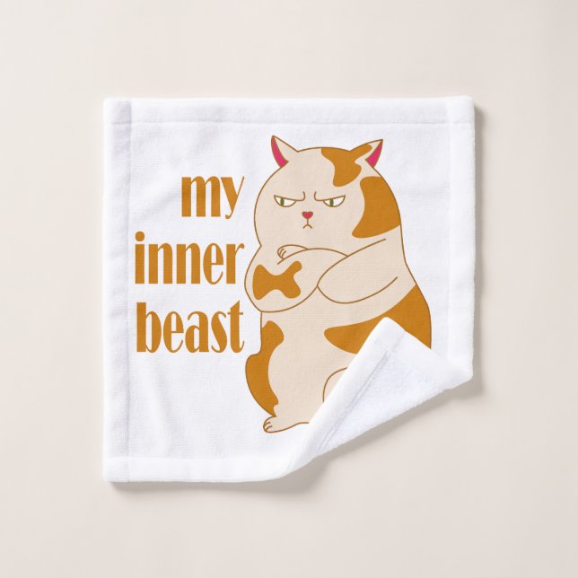 My inner beast lazy fat cat motivational quote wash cloth (Wash Cloth)