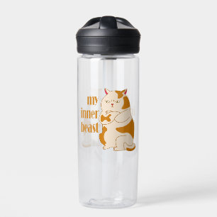 My inner beast lazy fat cat motivational quote water bottle