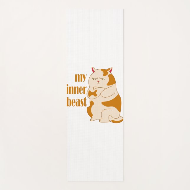My inner beast lazy fat cat motivational quote yoga mat (Front)