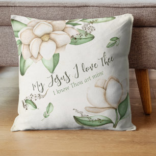 My Jesus I Love Thee Elegant Magnolia Cushion