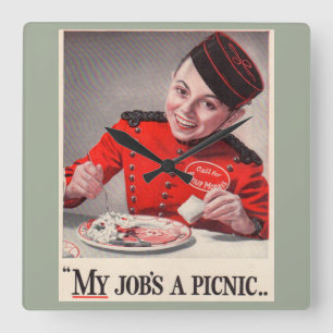 My Job's a Picnic Square Wall Clock