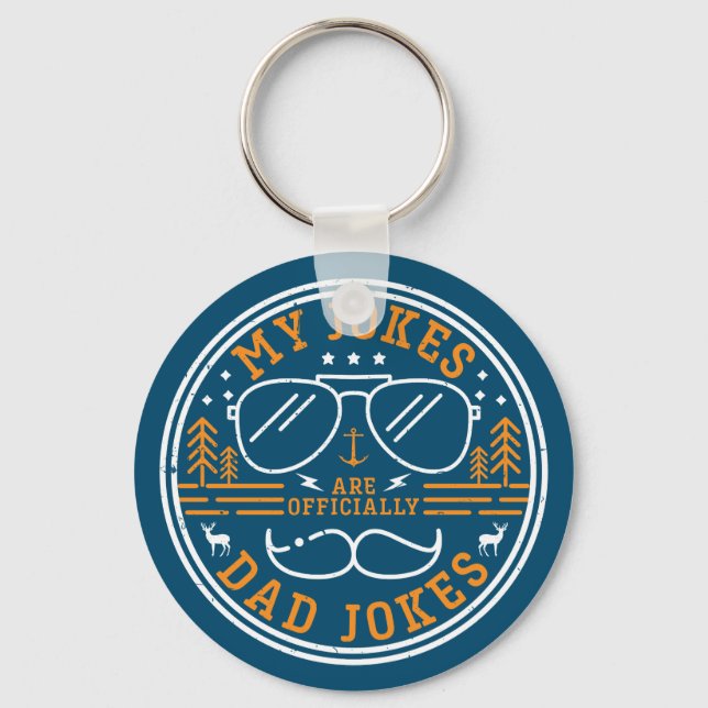 My Jokes Are Officially Dad Jokes Funny New Father Key Ring (Front)