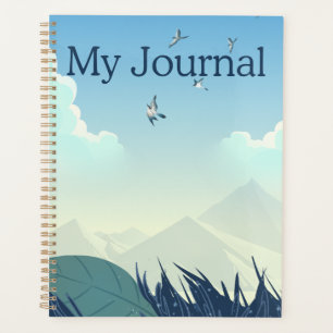 "My Journal" Serene Mountain Landscape & Blue Planner
