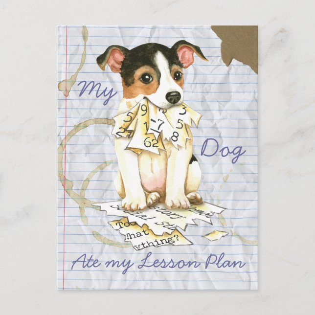 My JRT Ate My Lesson Plan Postcard (Front)