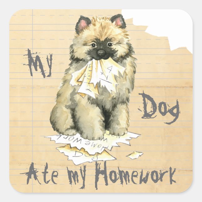 My Keeshond Ate My Homework Square Sticker (Front)