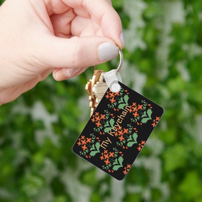 My-Keychain Text Flower Image Printed Beautifully Key Ring (Hand)