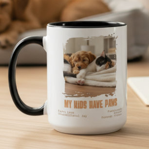 My Kids Have Paws Photo Pet Parent Rescue Two-Tone Coffee Mug