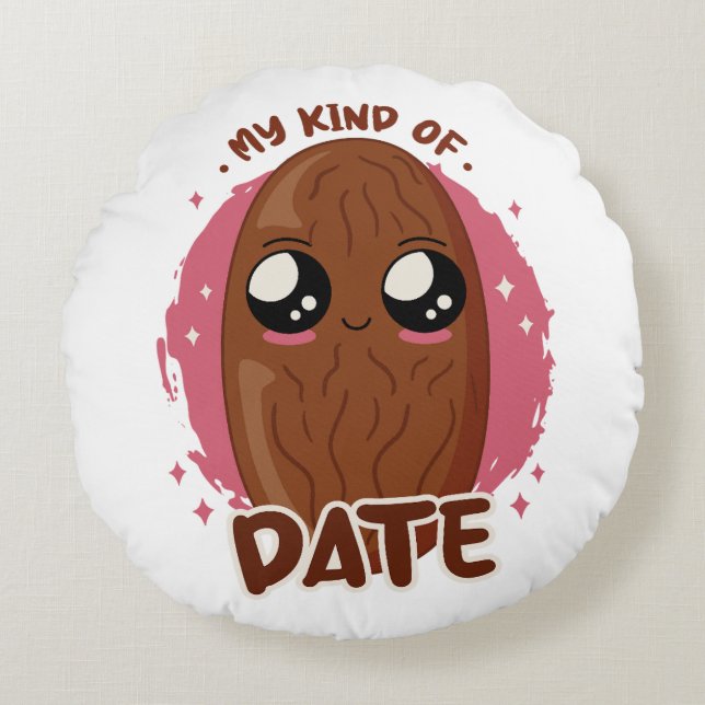 MY KIND OF DATE KAWAII DATE FRUIT CUTE FOOD ROUND CUSHION (Front)