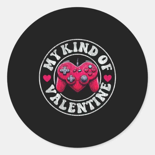 My Kind Valentine Gamer Cool Valentines Day Girl B Classic Round Sticker (Front)