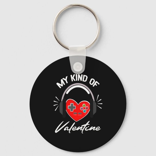 My Kind Valentine Gamer Valentines Day Gaming Boy  Key Ring (Front)
