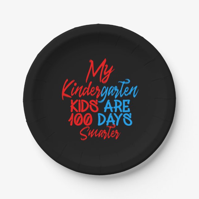 My Kindergarten Kids Are 100 Days Smarter Paper Plate (Front)