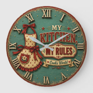 My Kitchen My Rules Vintage Farmhouse Large Clock