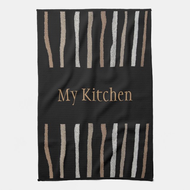 My Kitchen Towel-Home-Beige/Tan/Black/White Tea Towel (Vertical)