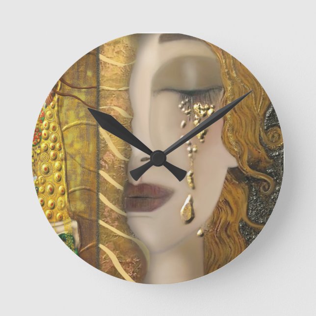 My Klimt Serie:Gold Round Clock (Front)