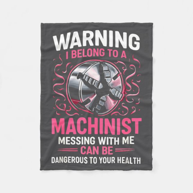 My Knight In Machinist Wife Girlfriend Funny Anniv Fleece Blanket (Front)