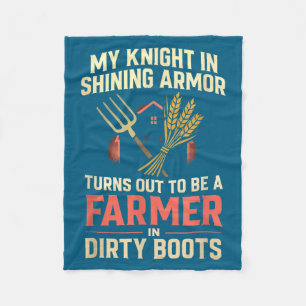 My Knight In Shining Funny Farmer Wife Women Girls Fleece Blanket