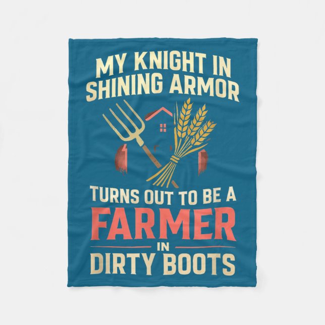 My Knight In Shining Funny Farmer Wife Women Girls Fleece Blanket (Front)