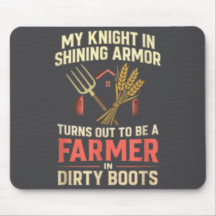 My Knight In Shining Funny Farmer Wife Women Girls Mouse Mat