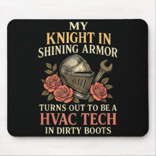My Knight In Shining Funny Hvac Tech Wife Women Gi Mouse Mat