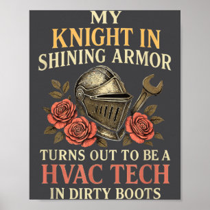 My Knight In Shining Funny Hvac Tech Wife Women Gi Poster