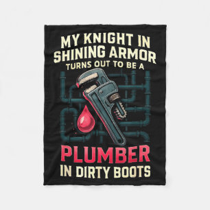 My Knight In Shining Funny Plumber Wife Women Girl Fleece Blanket