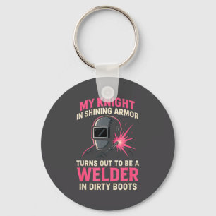 My Knight In Shining Funny Welder Wife Women Girls Key Ring