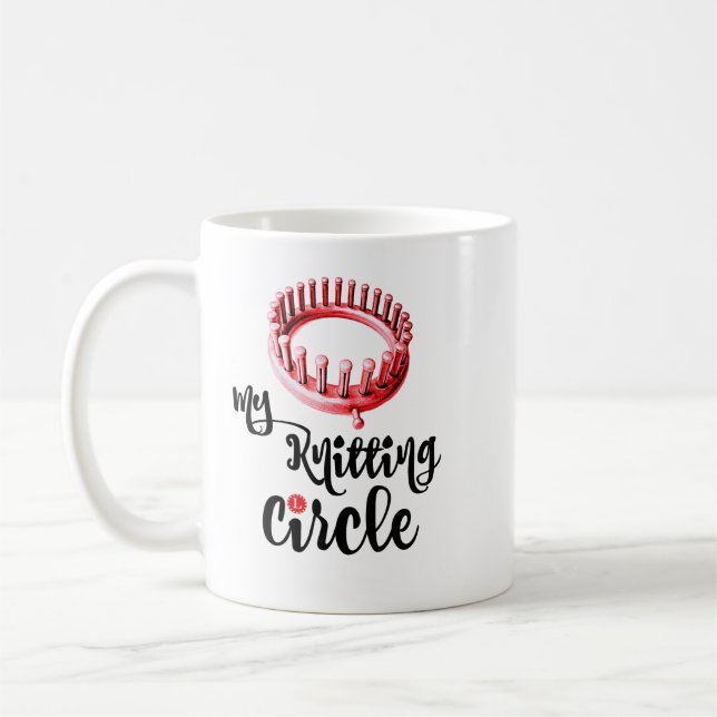 My Knitting Circle Black Letters Mug (Left)