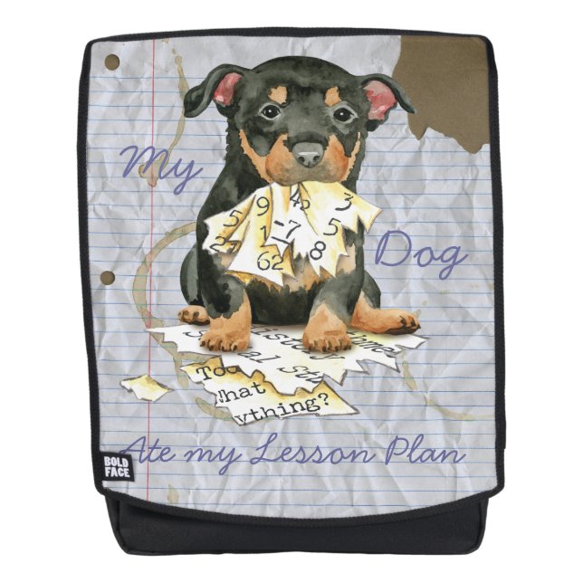 My Lancashire Heeler Ate My Lesson Plan Backpack (Front)