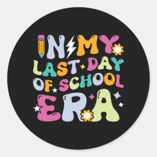 My Last Day Of School Era Kids Groovy Teachers Boy Classic Round Sticker