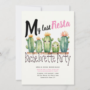 My Last Fiesta Bachelorette Party Cacti Theme Invitation