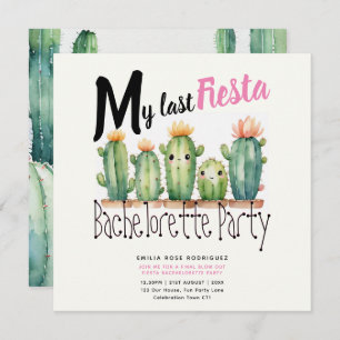 My Last Fiesta Bachelorette Party Cacti Theme Invitation