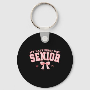 My Last First Day Senior 2026 Retro Groovy Tie Dye Key Ring