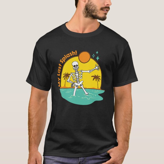 My Last Splash Skeleton Bride Beach Bachelorette P T-Shirt (Front)