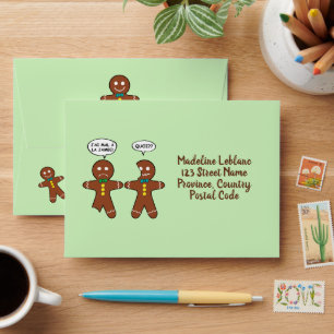 My Leg Hurts Gingerbread Cookie in French Holiday  Envelope