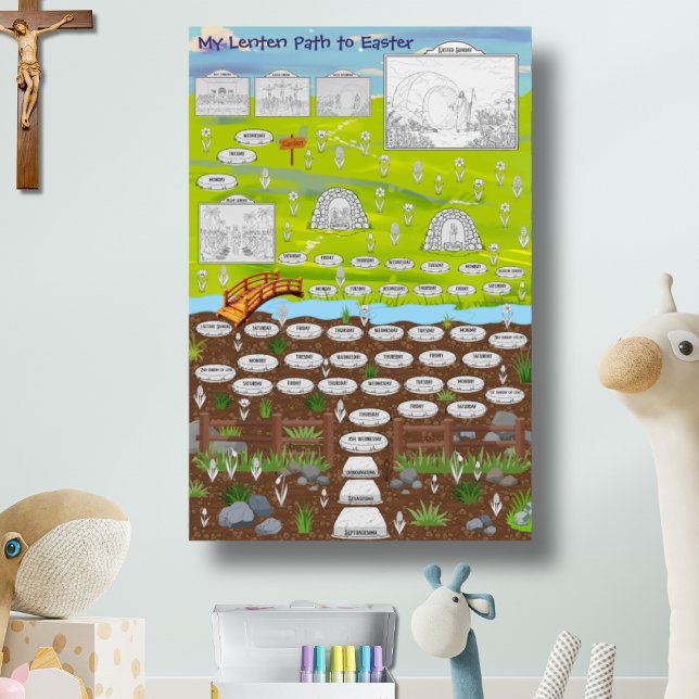My Lenten Path to Easter Kids Interactive Coloring Poster (Creator Uploaded)