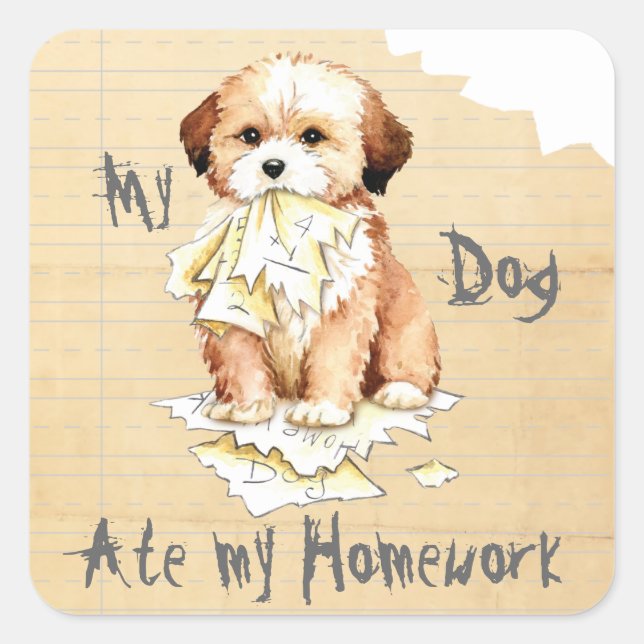 My Lhasa Apso Ate my Homework Square Sticker (Front)