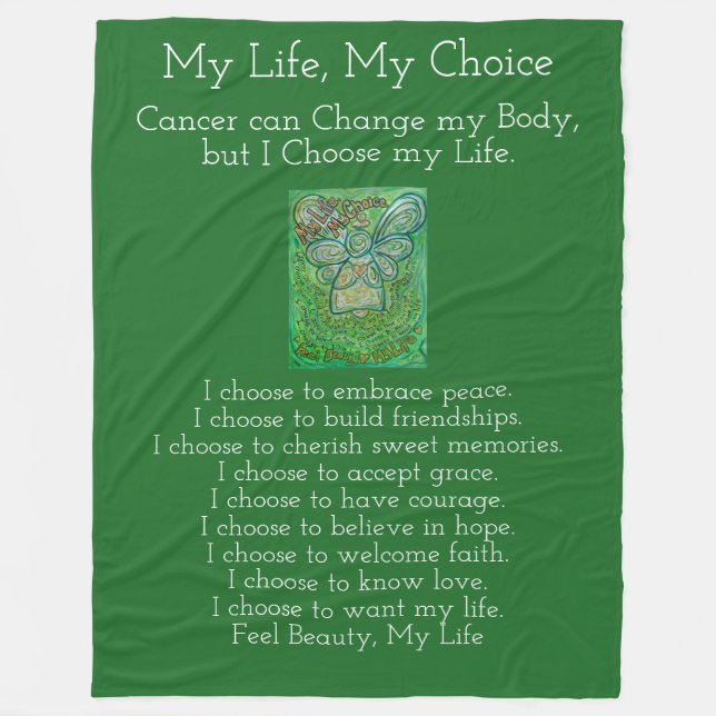 My Life Choice Cancer Angel Chemo Fleece Blanket (Front)