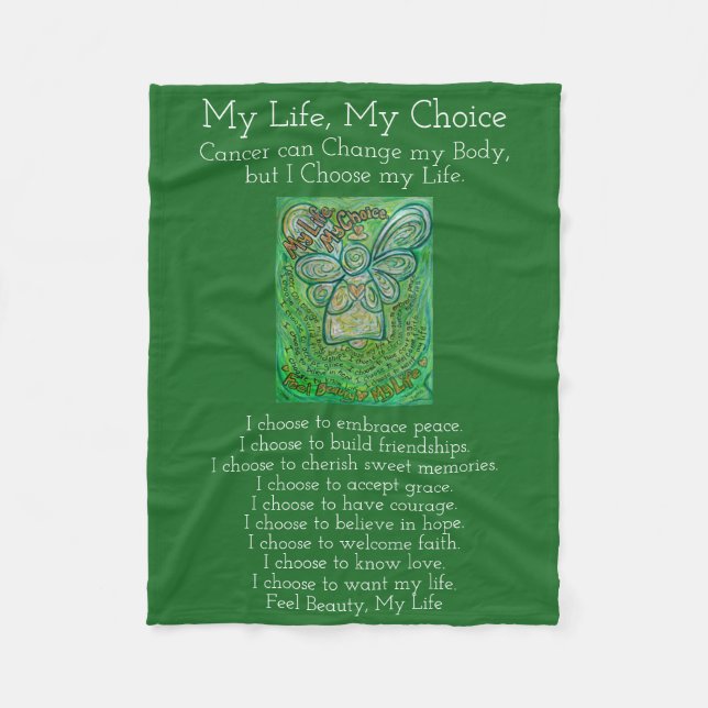 My Life Choice Cancer Angel Chemo Fleece Blanket (Front)