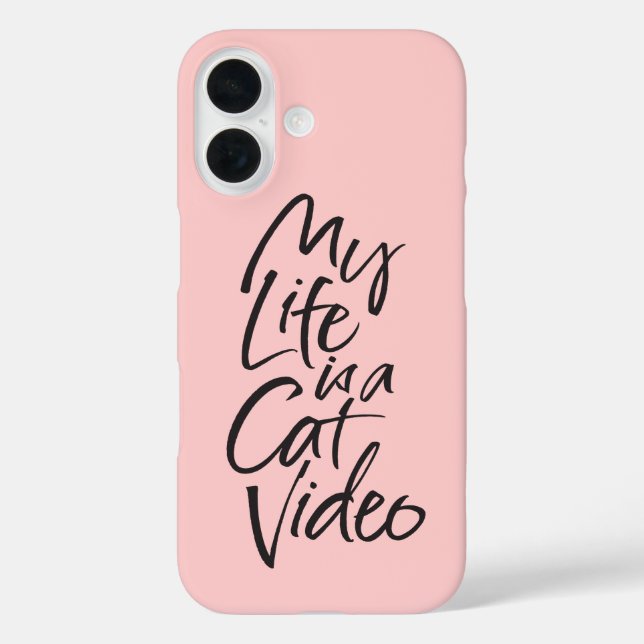 My Life is a Cat Video Black Lettering Blush Pink Case-Mate iPhone Case (Back)