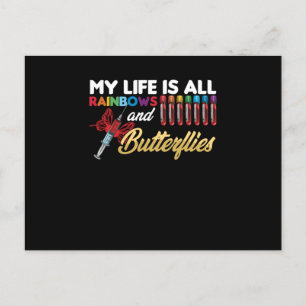 My Life Is All About Rainbow Butterfly Phlebotomy Postcard