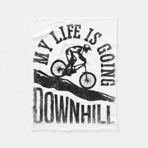 My Life Is Going Downhill Mountain Biking Bicycle Fleece Blanket