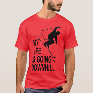 My Life is Going Downhill Skiier 1 BLK T-Shirt
