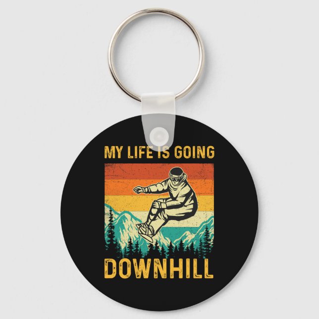 My Life Is Going Downhill - Snowboarder Snowboardi Key Ring (Front)