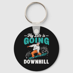 My Life Is Going Downhill Snowboarder Snowboarding Key Ring