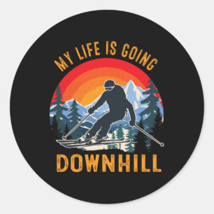 My Life Is Going Downhill Winter Snowboarding Spor Classic Round Sticker