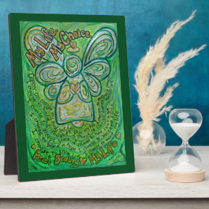 My Life, My Choice Green Angel Painting Plaque