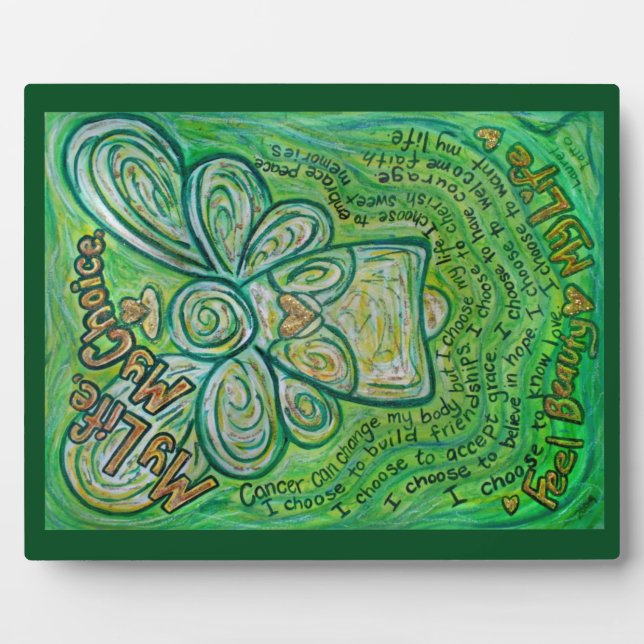 My Life, My Choice Green Angel Painting Plaque (Front)